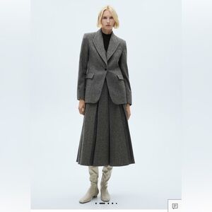 Mango Marbled Wool Pleated Skirt